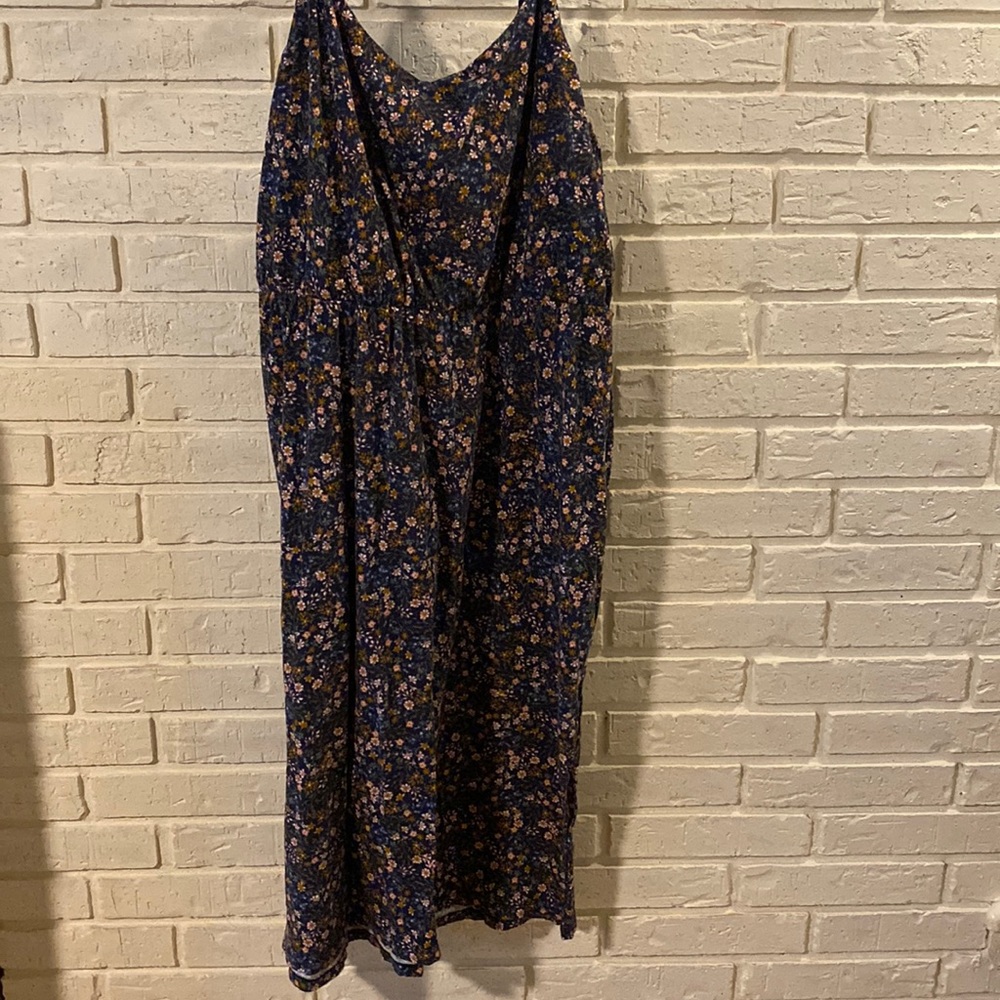 Waist-Defined Floral Midi Cami Dress
